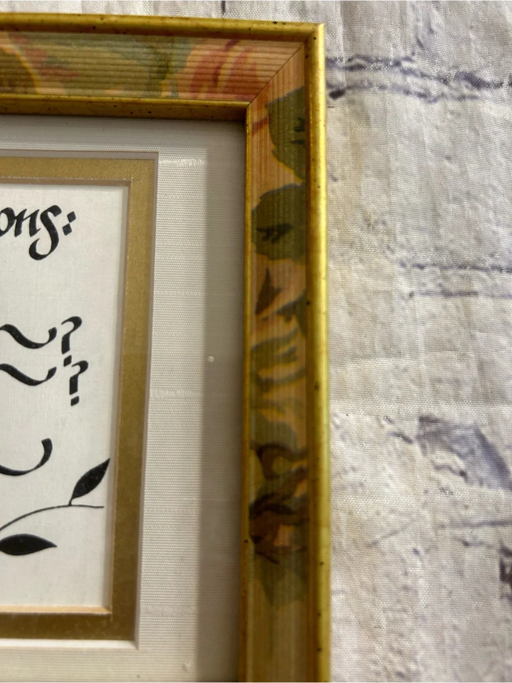 FRAMED CALLIGRAPHY HUMOROUSLY LISTS THE BIG QUESTIONS OF LIFE FLORAL FRAME